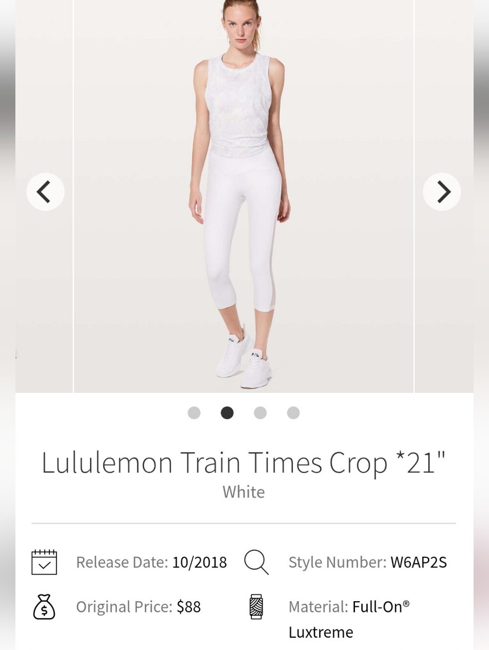 lululemon athletica Train Times Crop 21" - White